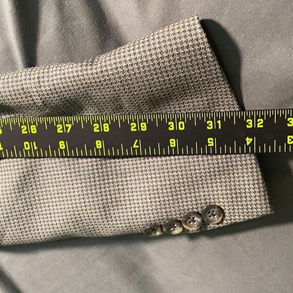 Oscar De La Renta Mens Blazer Jacket 38R Houndstooth Formal Gray Double Button - Picture 9 of 16